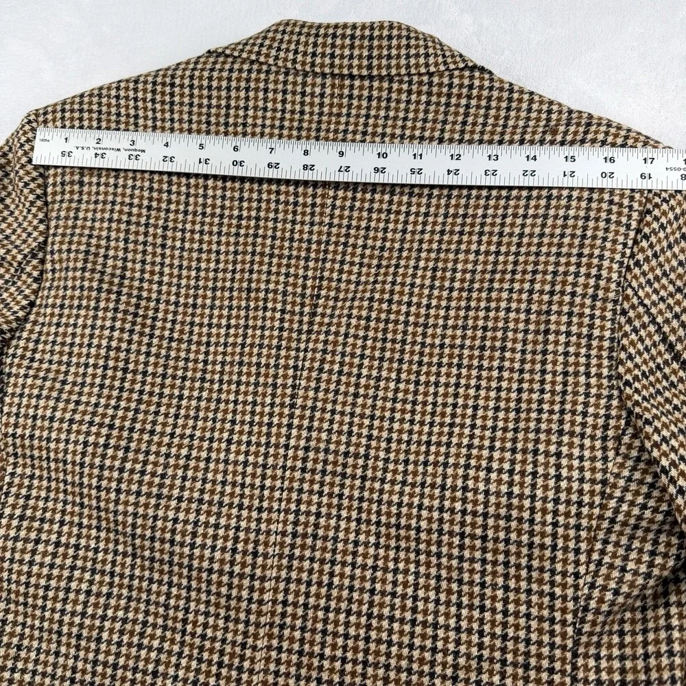 Vtg Lynton Sport Coat Tweed Blazer Mens 40R Check Houndstooth Wool Brown Black